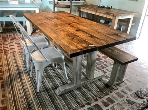 farm house dinning table with metal top|rustic wood metal dining table.